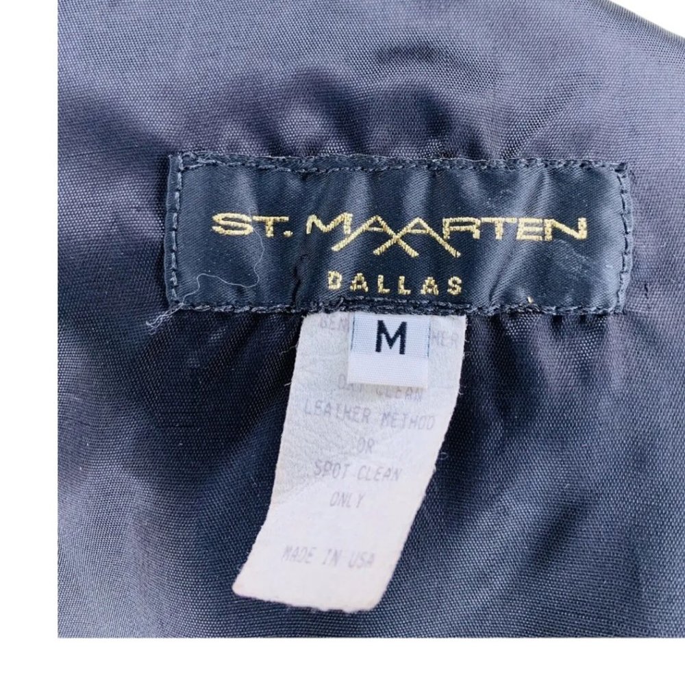 St. Maarten Dallas Suede  Biker Vest Croc Leather Trim Vintage  Full Zip M USA - Picture 7 of 8